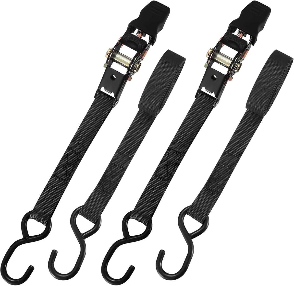 SnelShoppen - Ratchet Lashing Straps met S-Haken, 2 Stuks, Hoogwaardige Polyester en Rubber, Duurzame Cargo Belts voor Verhuis, Camping en Tuin