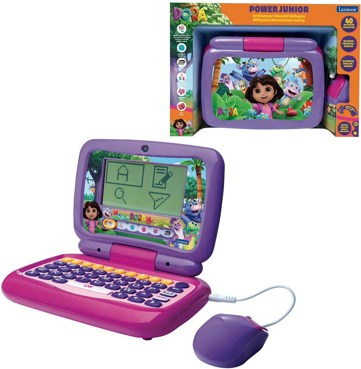 stroom Kid® Tweetalige Educatieve Laptop Dora – 40 activiteiten in het Engels en Frans