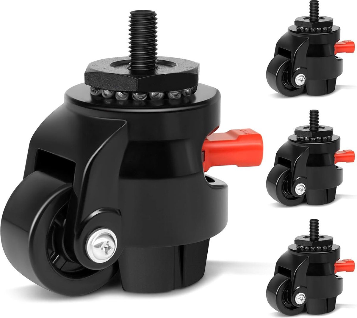 SnelShoppen - Leveling Wheels M12 met Verstelbare Ratchet Handgreep, Zware Kasten, Laadcapaciteit 2200LB, Inklapbare Meubelwielen Set van 4, Zwart voo