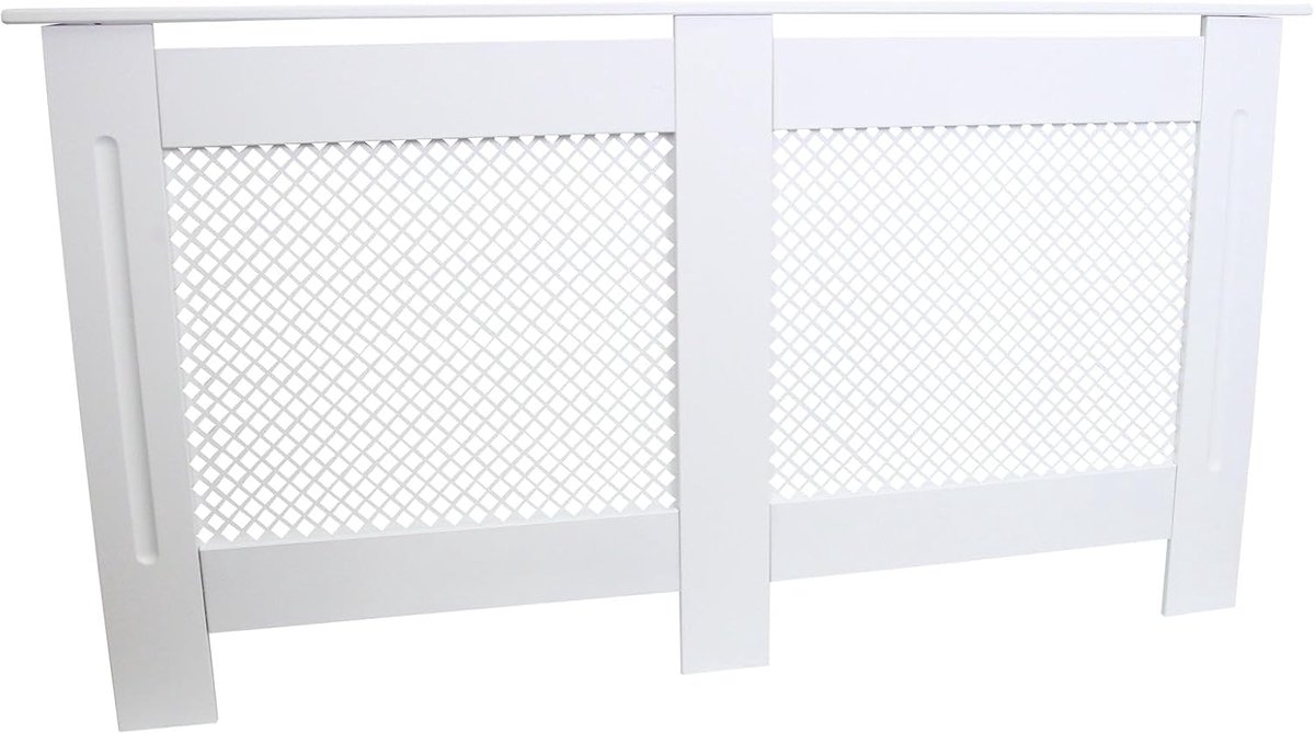 SnelShoppen - Houten Radiator Cover - Moderne Grill Ontwerp - Wit - 1525mm - MDF Meubel voor Woonkamer, Slaapkamer, Keuken, Hal, Kindvriendelijk