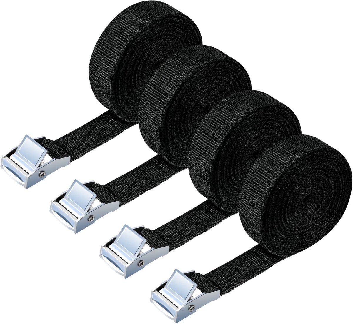 SnelShoppen - 4x Heavy Duty Lashing Straps 5M - Verstelbare Ratchet Straps voor Motorfiets, Vrachtwagen, Trailer, Bagage - 250kg Belastingcapaciteit -