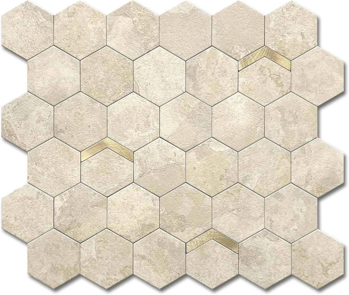 SnelShoppen - Zelfklevende Tegels Keuken Hexagon Marmer Effect Waterdicht Beige Goud 5 Bladen 3D Mosaïek Wandstickers Badkamer