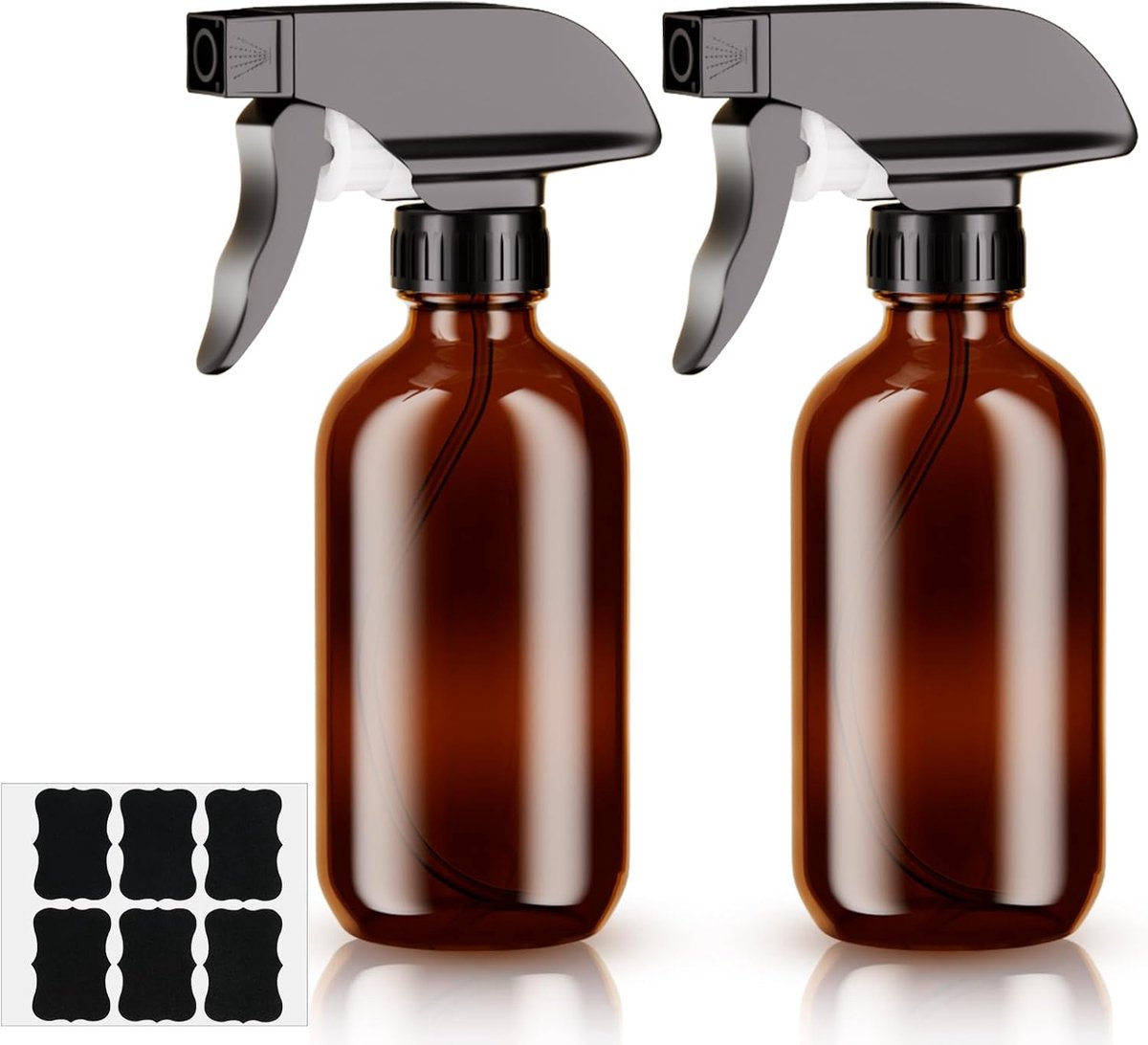 SnelShoppen - Amber Glas Sprayfles Set 240ml - 2 Stuks Bruine Glazen Sprayflessen met Mistinstellingen - Duurzaam, BPA-vrij, Geschikt voor Schoonmaak,