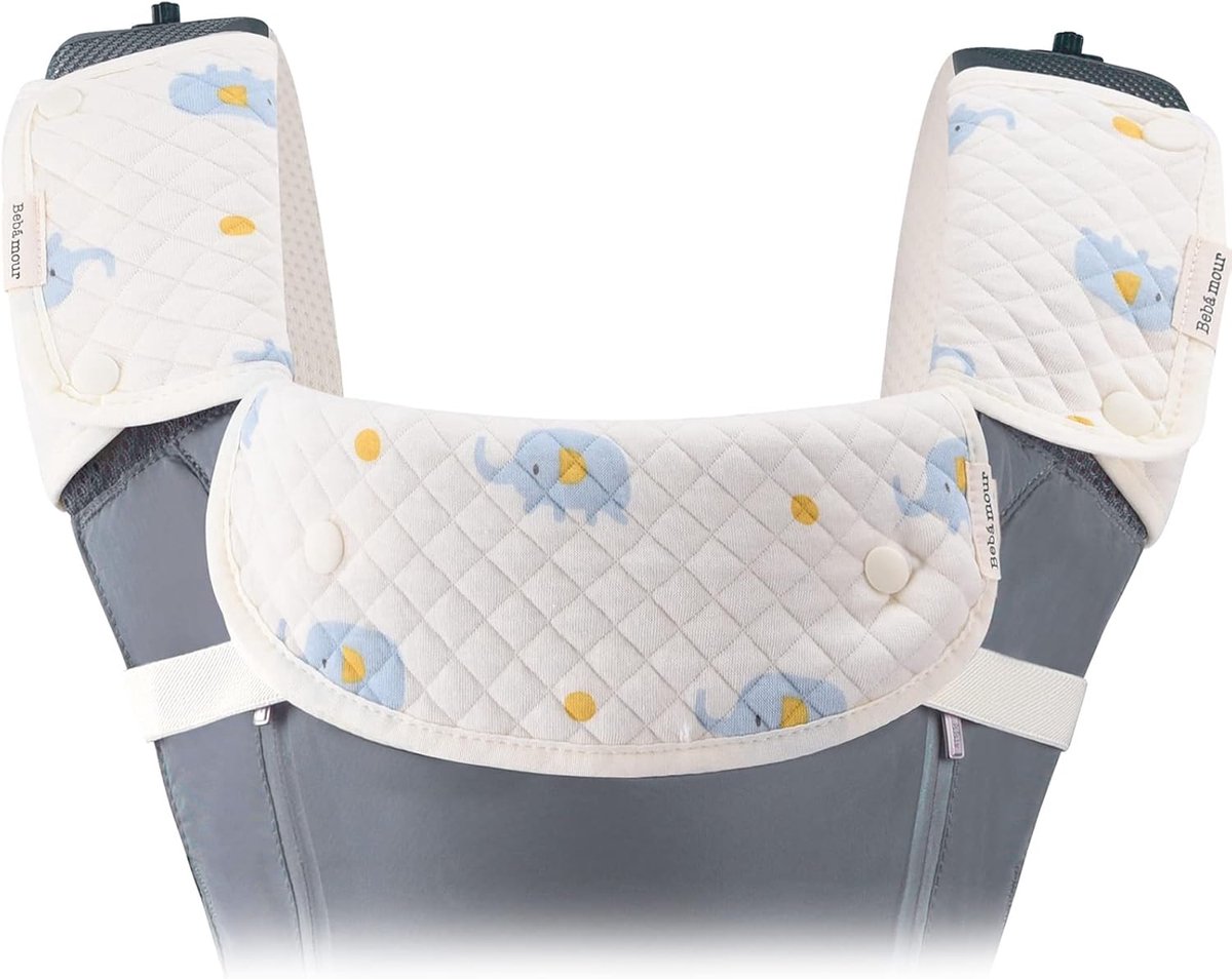 SnelShoppen - Teething Pads Baby Draagzak, 100% Kat Drool Bibs voor Baby Draagzakken, 3 Stuks voor Jongens en Meisjes (Blauwe Olifant)