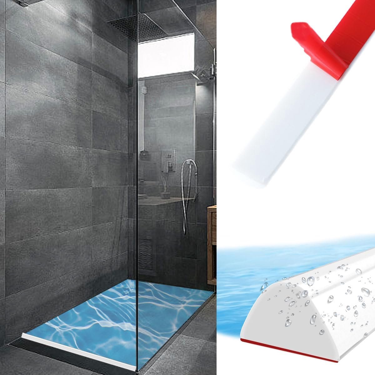 SnelShoppen - 100 cm Douche Strip Siliconen Zelfklevende Waterstopper, Douche Seals voor Douchedeuren, Waterdichte Witte Douche Seal, Gebogen Douche S