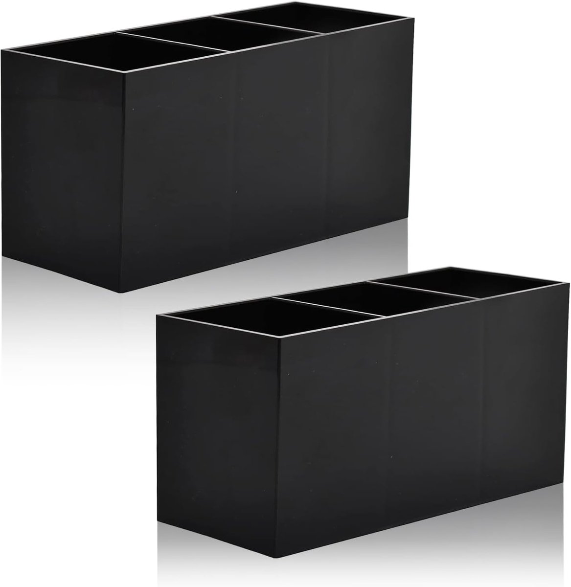 SnelShoppen - Kwasthouder Cosmetica 2 Stuks - Opbergdoos voor Make-upkwasten, Penselen, Lippenstiften - Cosmetica Organizer met 3 Vakken - Perfect voo