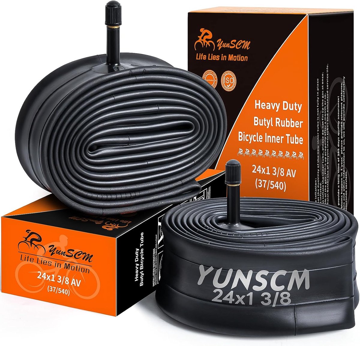SnelShoppen - 2 Stuks 24"x1 3/8" Binnenbanden AV32mm Ventiel voor Fietsen en Rolstoelen - Hoge Kwaliteit Butyl Rubber - Vervangingsbanden voor 24 inch