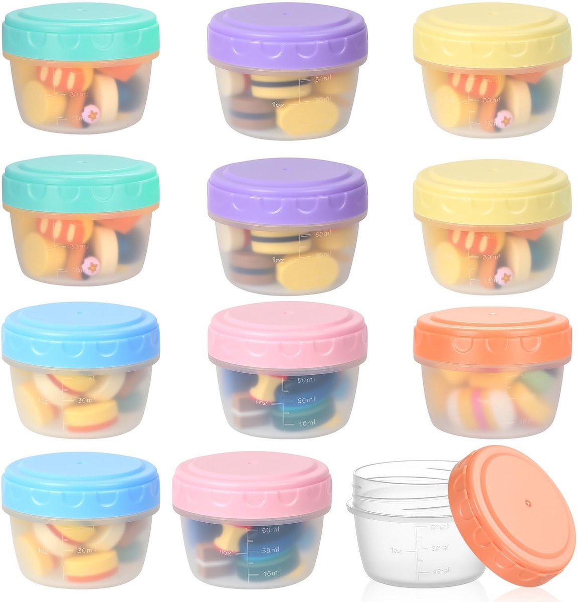 Dailygoods - 12 stuks kleine vriesdozen met deksel, lekvrije vershouddozen met deksel, kleine vriesdozen, stapelbaar, herbruikbare sauzen, sausdoos
