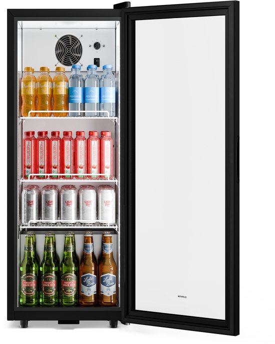 Klarstein GrandCooler professionele drankenkoelkast 137 l – Drankenkoeling, ledverlichting (wit/blauw), regelbare temperatuur van 0 tot 10 °C, 3 schappen