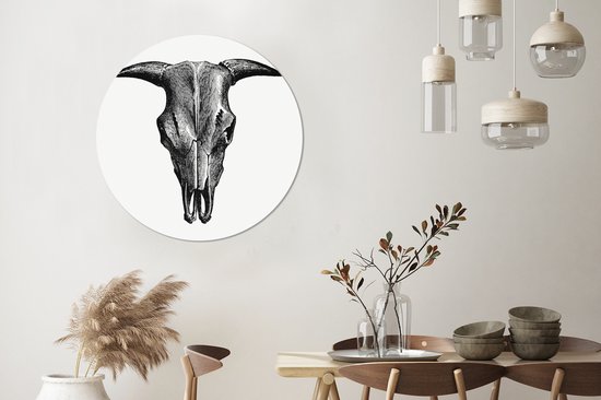 WallCircle - Wall Circle - Wall Circle - Rétro - Crâne - Vintage - Aluminium - Dibond - 90x90 cm - Intérieur et Extérieur