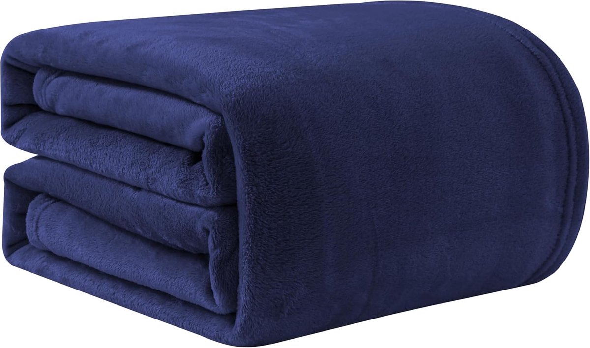 Nite Fleece deken, pluizige plaid, 200 x 230 cm, flanellen warme zachte plaid voor bank of sprei (marineblauw, kingsize)