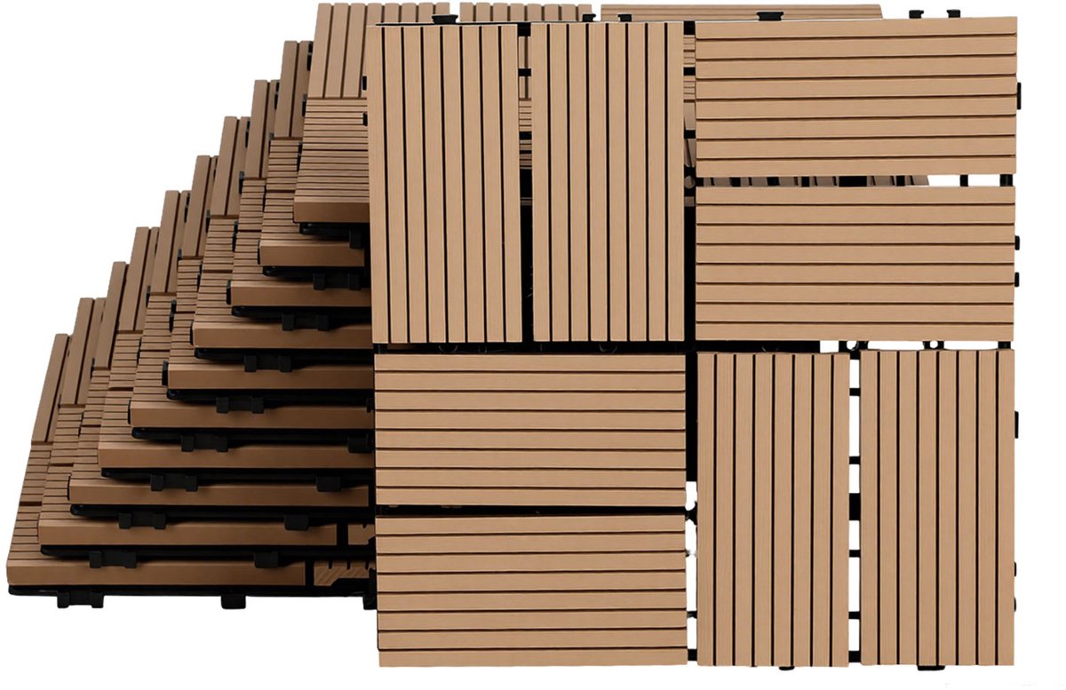 Terrastegels houten tegels 30x30cm 66 stuks Teak Terrastegels houten tegels met kliksysteem voor terras balkon