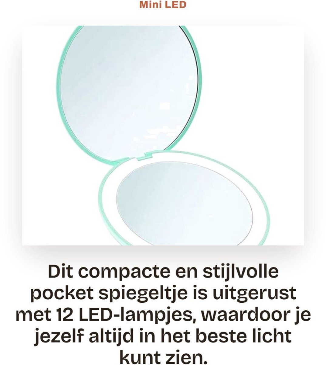 Dailygoods - Mini LED Pocket Mirror met Verlichting en Vouwfunctie