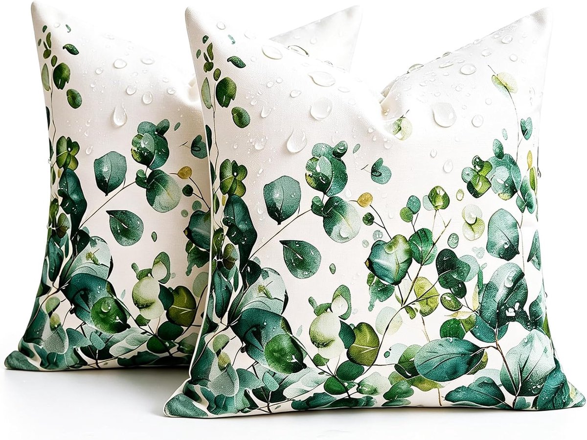 kussenslopen 45 x 45 planten sierkussen outdoor weerbestendig eucalyptus bladeren bladpatroon plant kussensloop groen outdoor kussen bank cover Stockholm stijl kamer decor kussen
