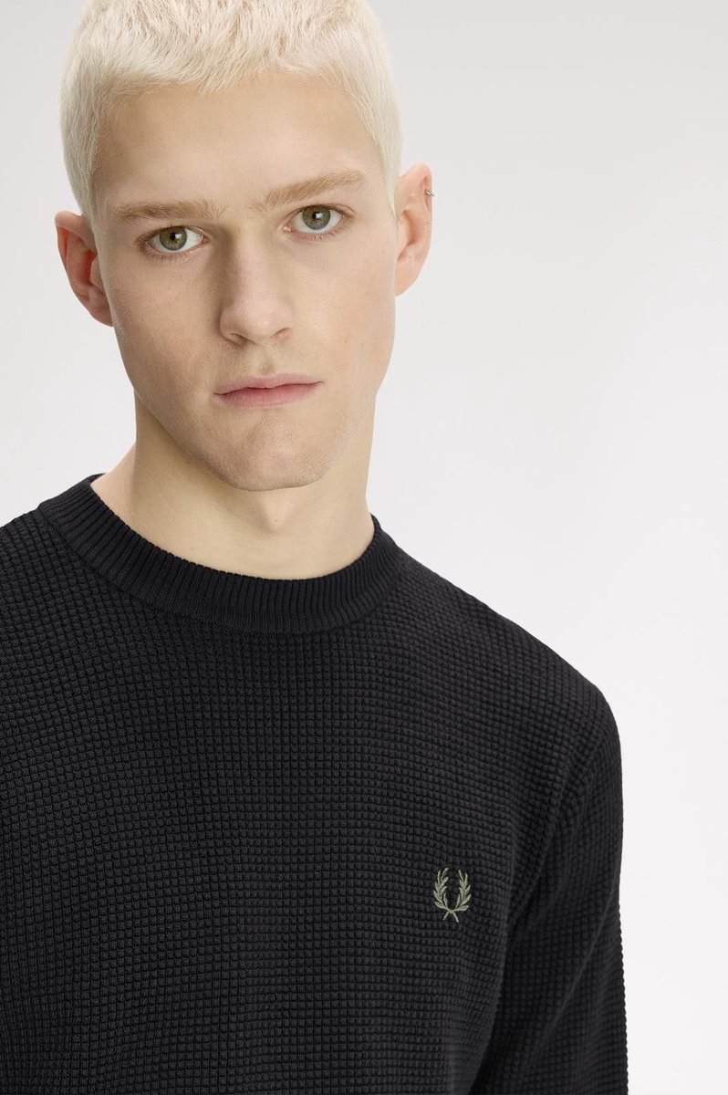 Fred Perry Waffle Stitch Jumper Black