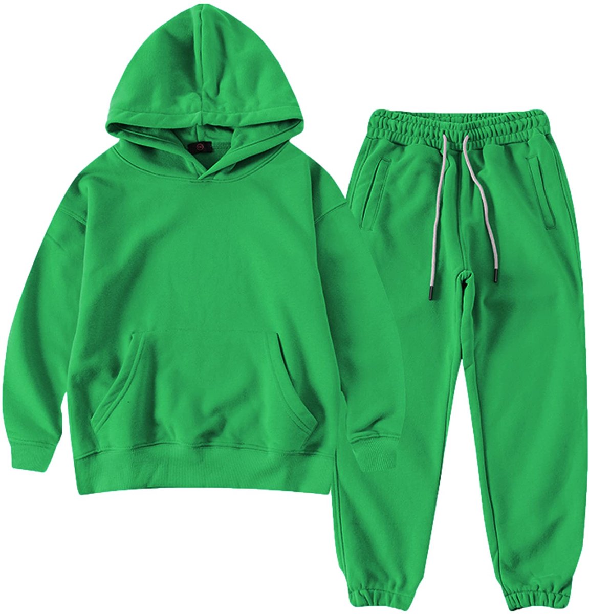 SnelShoppen - Trainingspak met Capuchon voor Jongens 3-12 Jaar - Sweatshirt en Joggingbroek Kledingset - Groen - Maat 7-8 Jaar - Ideaal voor Sport en