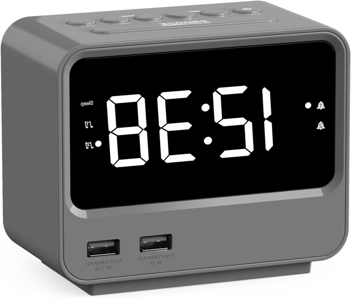 Radio Wekker - Digitale Klok - Ochtend Routine - Dubbele USB Poorten - Groot Display - Zwart