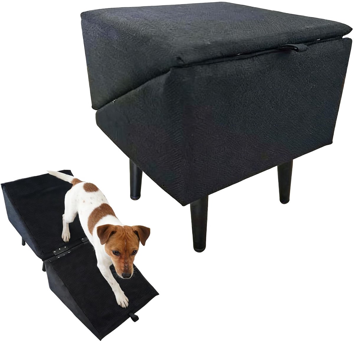 SnelShoppen - Oprijplaten voor Honden, Hondentrappen voor Bedden en Banken, Schuine Hondentrappen voor Kleine Honden en Katten, Zwart, Stevig en Veili
