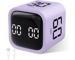 SnelShoppen - Cuteefun Draaibare Pomodoro Timer, Digitale Eierwekker met Vibratie en Instelbaar Geluid, 5/10/30/60 Minuten, Paars, Voor Kinderen, Keuk