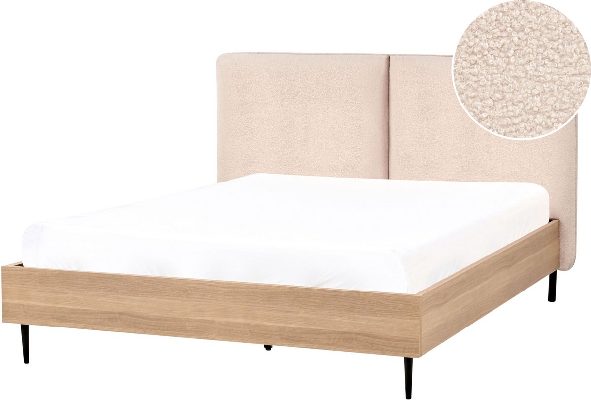 LIMANTON - Bed - Beige - 140 x 200 cm - Bouclé