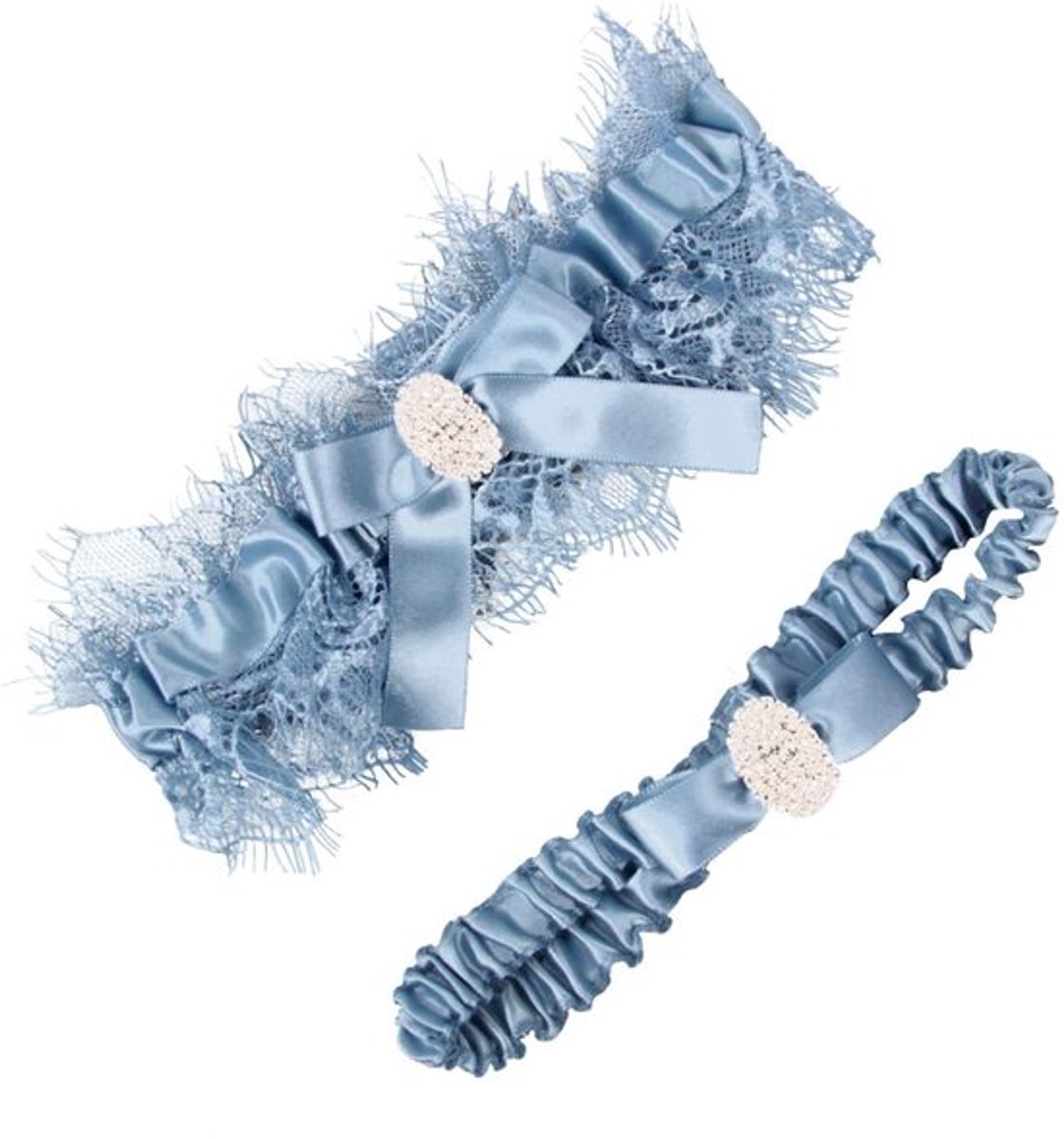 Bruidskousenband - Jarretellegordel set - Elegante kant - Blauw - Perfect voor bruiloft - 2 stuks - Geschikt voor elke bruid