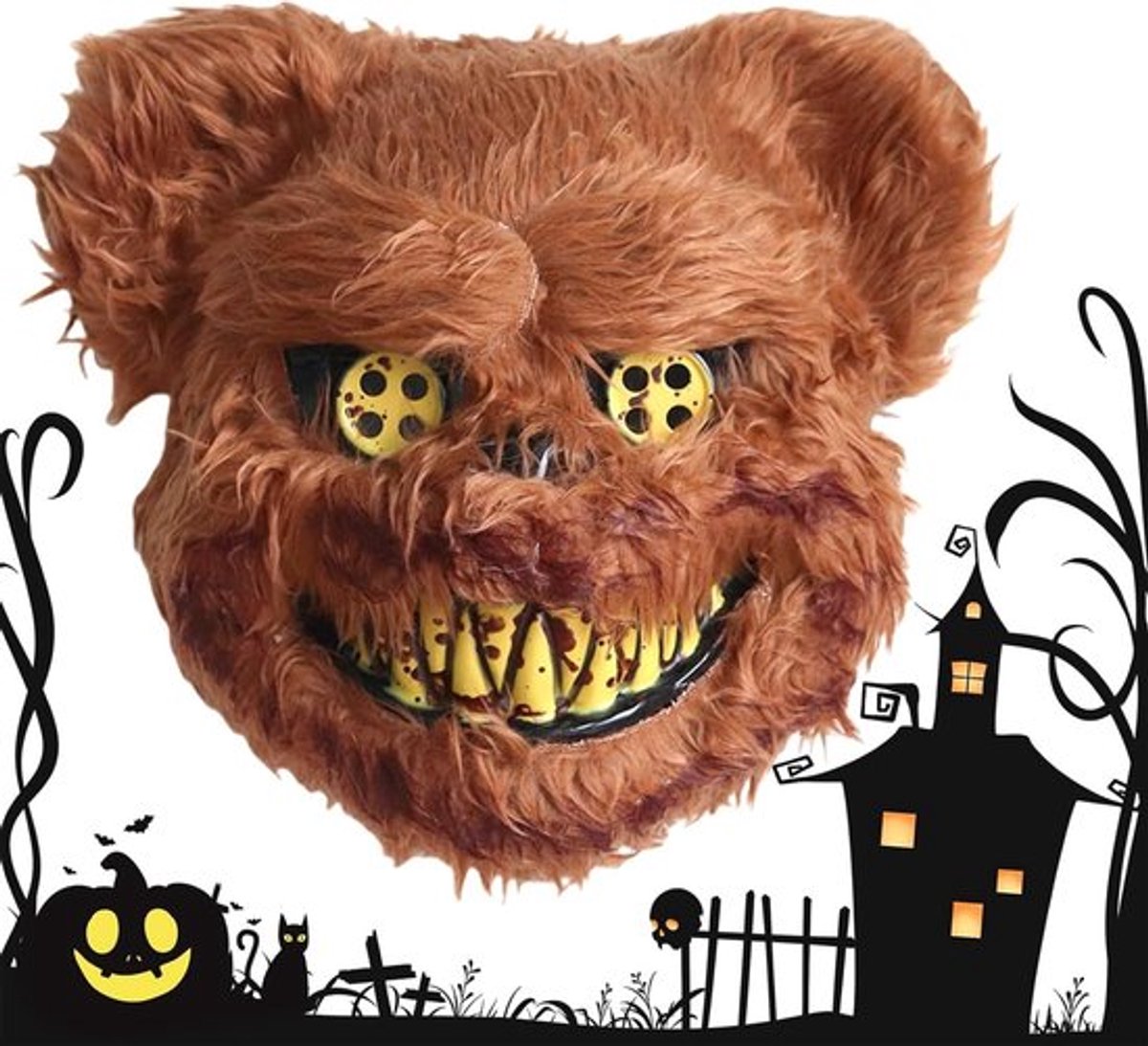 Griezelig Halloween Horror Masker voor Volwassenen en Kinderen - Grappig Masker voor Halloween-kostuum, Carnaval, Cosplay en Spookhuisdecoratie (Bruine Beer Stijl)