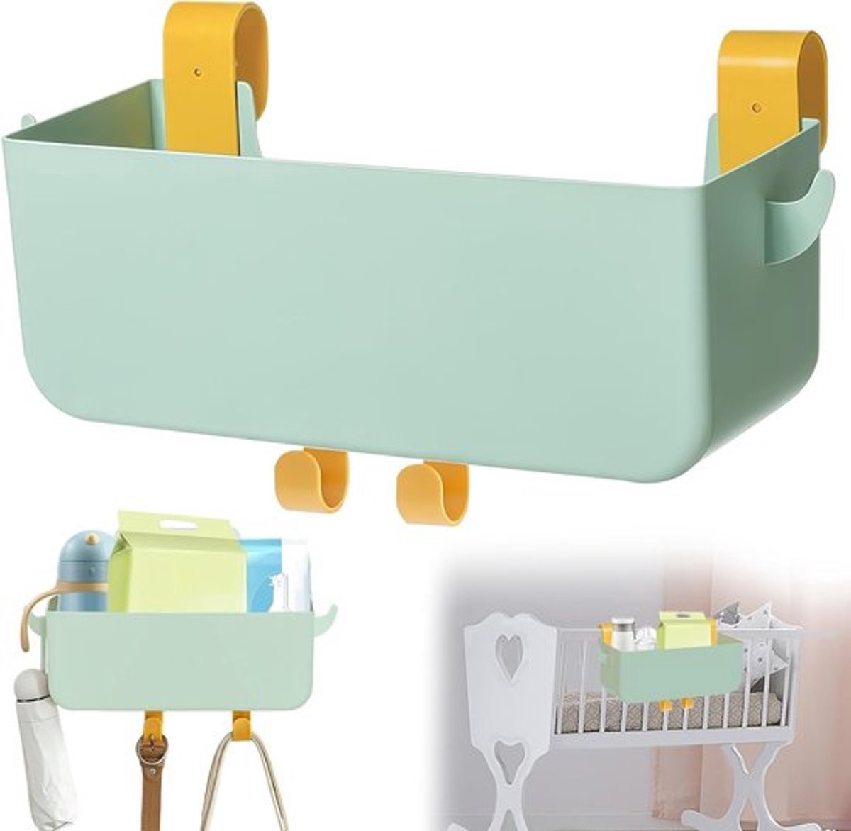 Multifunctionele Organiser voor Luier Tafel, Luier Tas en Verzorgingsaccessoires - Groene Hangende Oplossing voor Baby benodigdheden