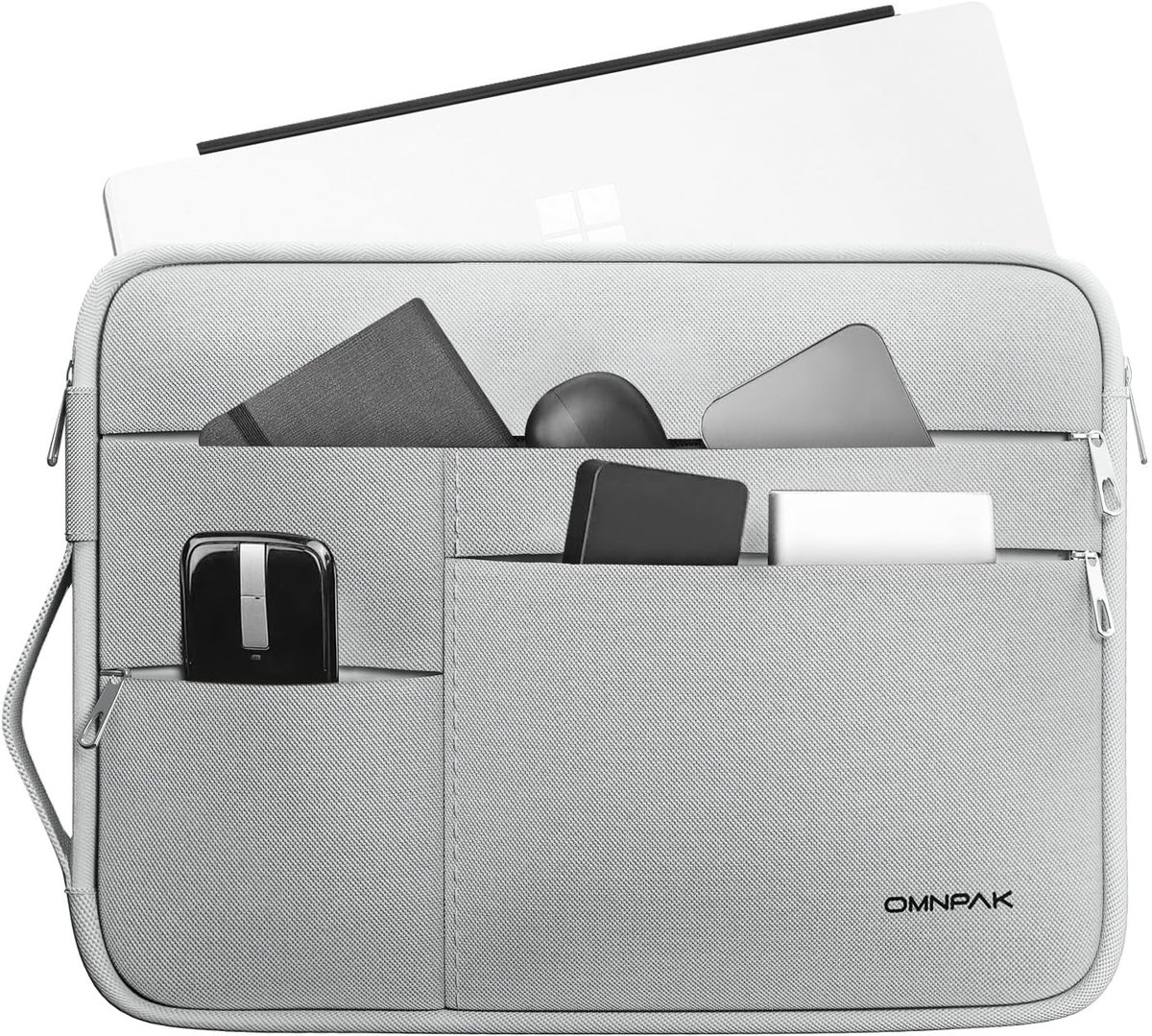 SnelShoppen - Omnpak Hoes voor Surface Pro 12/11/10/9,1 inch Waterbestendige Laptophoes met Meerdere Vakken en Zijhandgreep