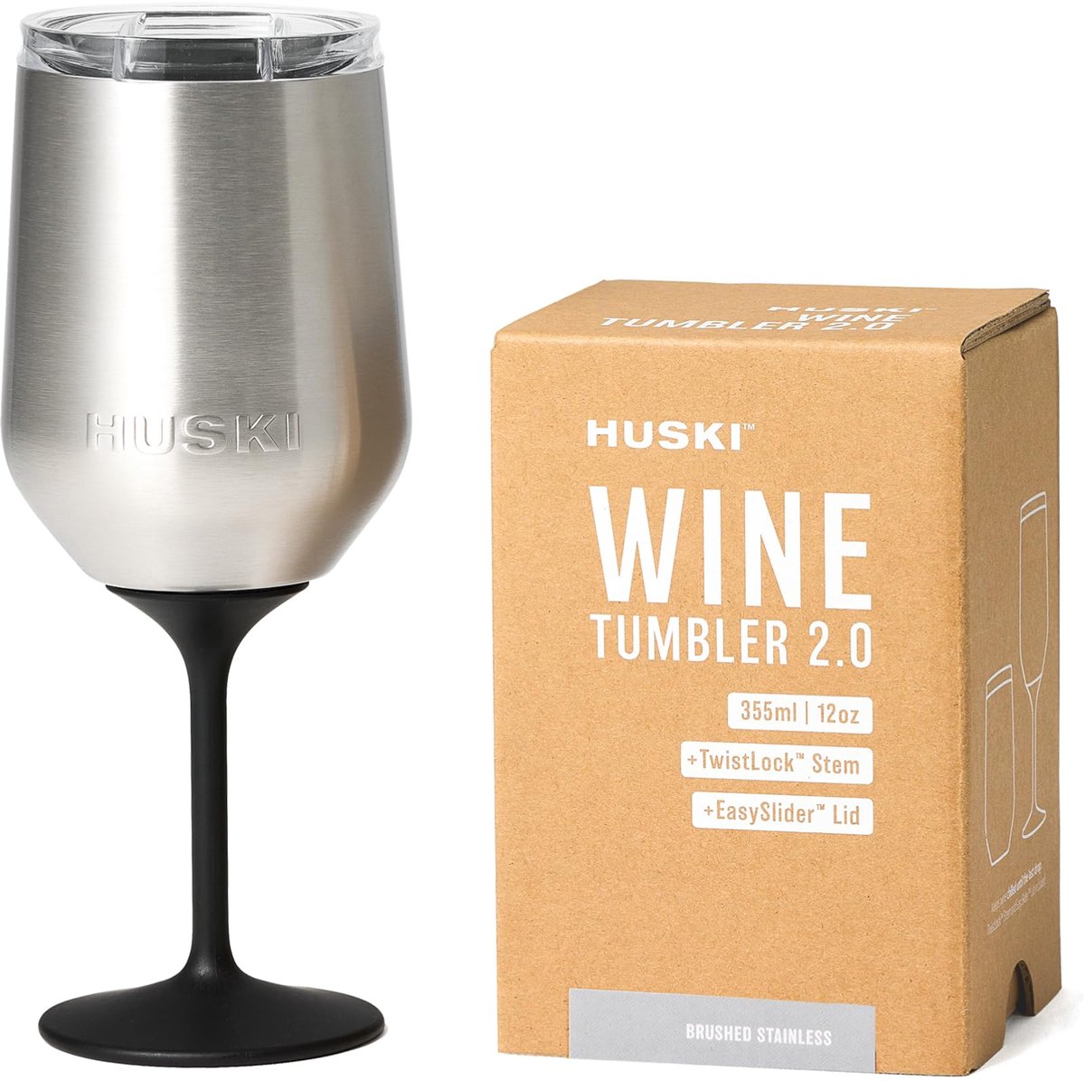 SnelShoppen - Huski Wijnkelk 2.0 | Premium roestvrijstalen wijnglas met afneembare steel | Drievoudig geïsoleerd | 355 ml | Ideaal voor feest, camping