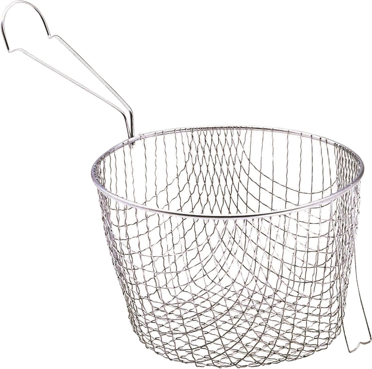 Extra Diep Frituurmandje - Frietmand Pan - Grote Porties Bakken - Met Zijsteunen - 19 Centimeter - Zilver
