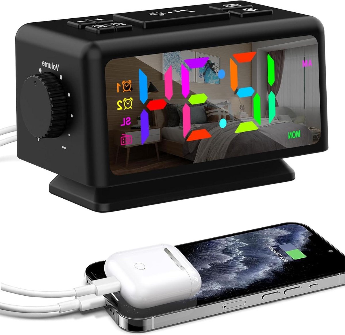 Digitale Wekker - Radio Klok - Wakker Worden - Dubbele Alarm Instelling - 7.6 x 8.4 cm - Zwart