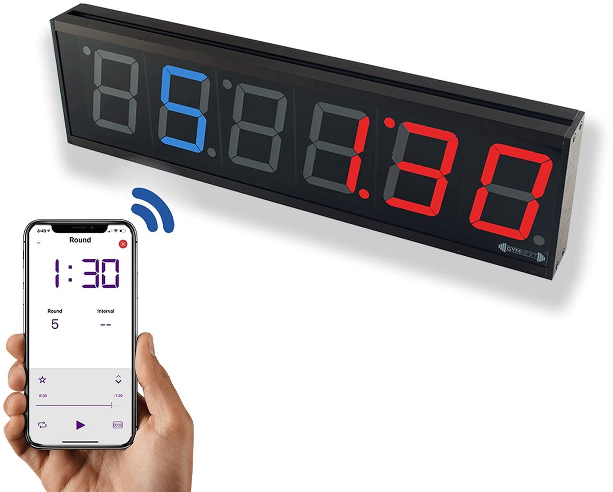 SnelShoppen - GymNext Flex Timer - Digitale LED Wandklok voor Thuis - Bluetooth Bediening via Mobiele App - Ideaal voor Sport, Fitness en Training