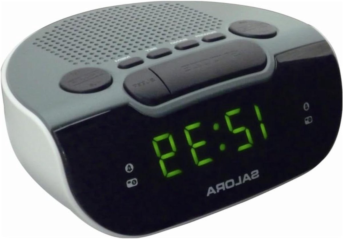 Digitale Wekker - Radio Wekker - Wakker Worden - PLL AM/FM Radio - 13 x 5 cm - Zwart/Grijs/Wit