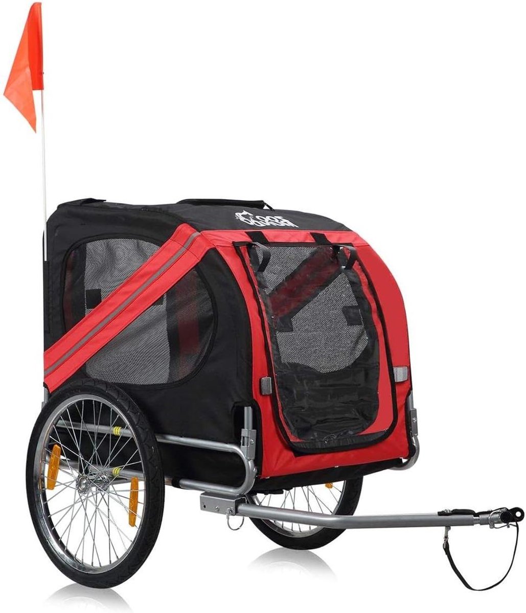 Fietskar voor Honden - Hondenwagen Aanhanger - Veilig Vervoer - Universele Koppeling - 40 kg Draaglast - Rood Zwart
