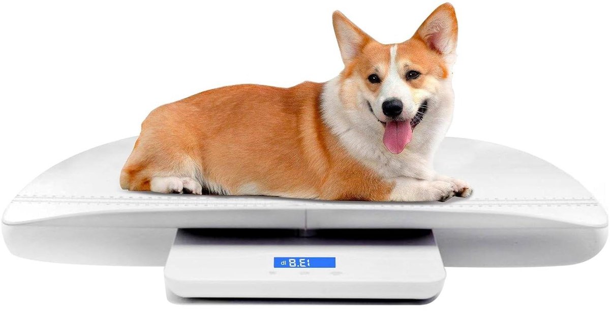 Digitale weegschaal - Baby puppy weger - Gezondheid monitoren - Met lengte functie - Max 100 kg - Wit