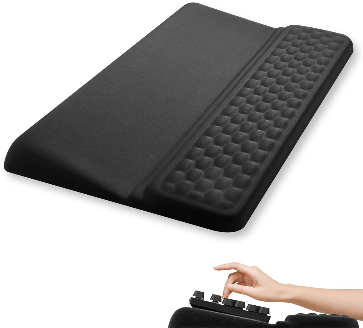 SnelShoppen - Polssteun met Toetsenbordstandaard - Ergonomische Zwarte Polssteun voor Laptop, PC, en Thuiswerk - Comfortabele Ondersteuning voor Lange