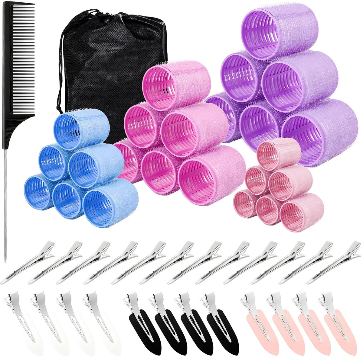 Haarrollers 50 stuks - Diverse maten - Flexibel materiaal - Voor mooie krullen - ShopVlot