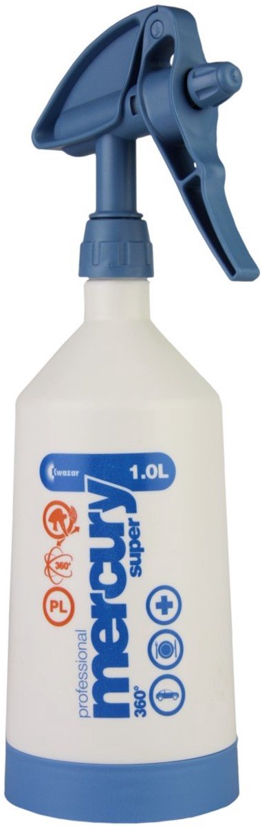 SnelShoppen - Drukspuit 1L Mercury Pro + 360° Blauw - Tuin, Keuken, Camping, Double Action, Handspuit voor Precisiewerk