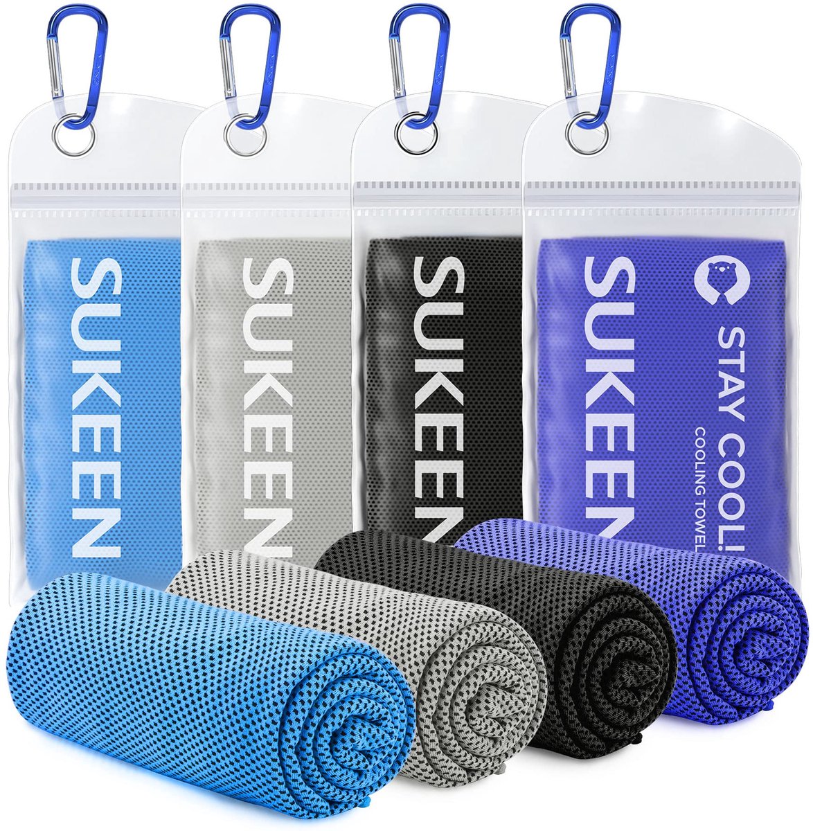 SnelShoppen - 4 Stuks Koelhanddoek - Ijshanddoek Zacht en Ademend voor Sport, Yoga, Hardlopen, Fitness, Kamperen, Training in Diverse Kleuren