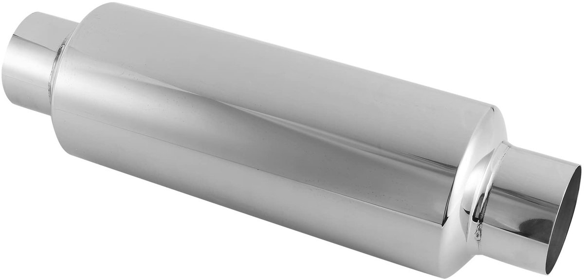 SnelShoppen - Roestvrij Stalen Auto Uitlaat Demper 2,5 Inch Inlaat - Universele Sportuitlaat 31 cm Rechte Doorlaat - Duurzaam en Geluidversterkend