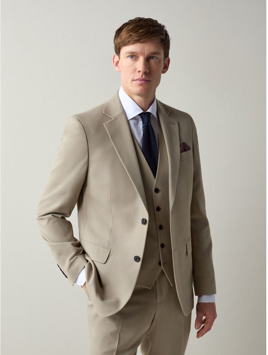 Next - Heren - Colbert met structuur, slim-fit - Regular - Naturel