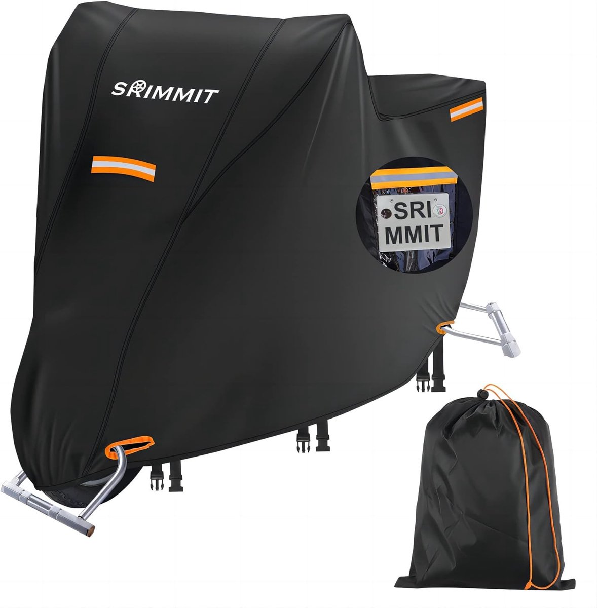 SnelShoppen - Waterdichte Motorhoes Heavy Duty 420D Motorafdekking Outdoor XXL, Kentekenplaatvenster, Reflecterende Strepen, UV-bestendig voor Alle Mo