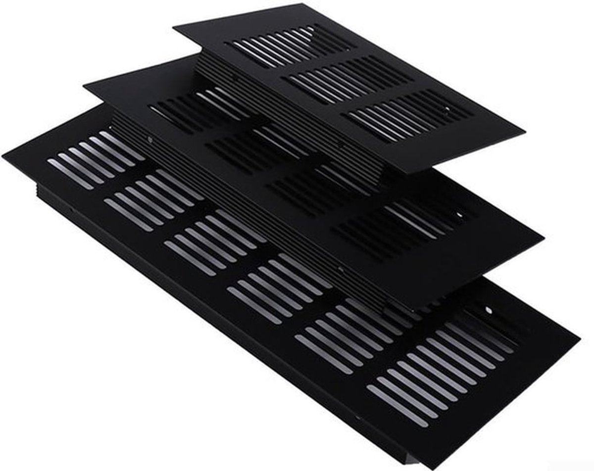 Ventilatiehoes Zwart - Aluminium - Ventilatierooster - Afzuigventiel - Schoepenrooster - 150 x 250 mm - Corrosiebestendig