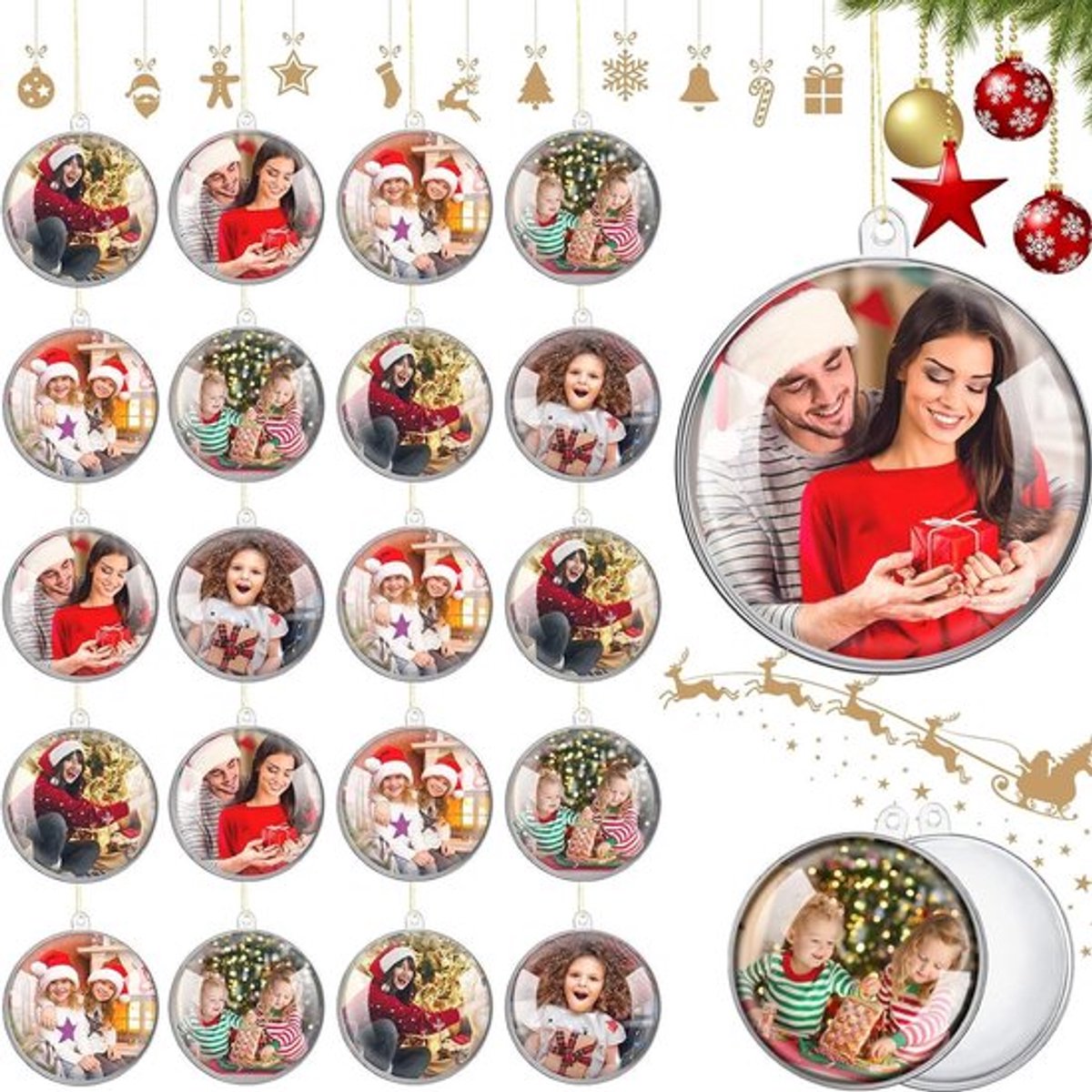20 stuks transparante vulbare acrylballen voor kerstversiering en knutselwerk - deelbaar e