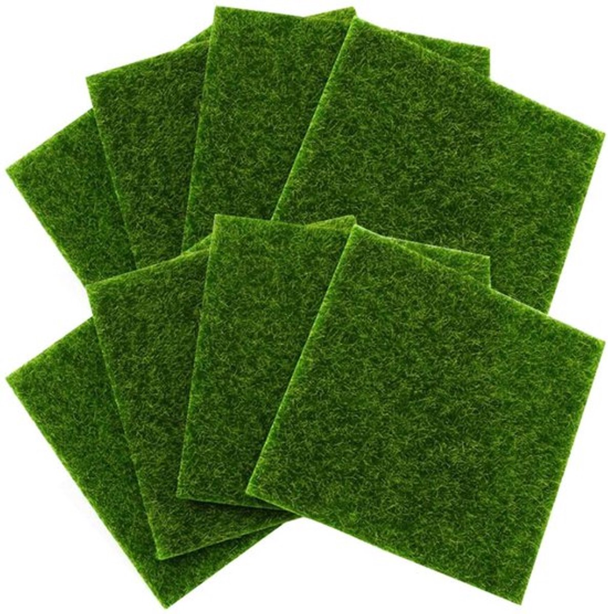 Kunstgras 8 Stuks - Kunstgrasmat - Kunstmos - Decoratie - Tuin - Formaat 15 x 15 cm - Nepgras