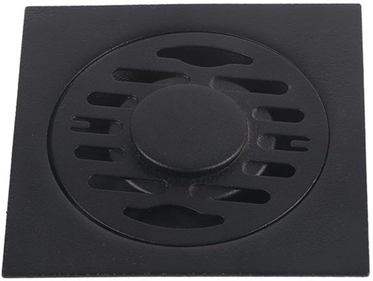 Doucheafvoer Roestvrij Staal - Vierkante Afvoerputje - Afvoerputje Wasmachine - Zwart Geplateerde Afwerking - Verwijderbaar Afdekrooster - Afmetingen 10 x 10 x 2,5 cm