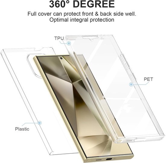 Duurzame Transparante Hoes met Schermbeschermer voor Samsung Galaxy S26 Ultra, 360 Graden Bescherming, Schokbestendig en Krasbestendig Ontwerp — afbeelding 3