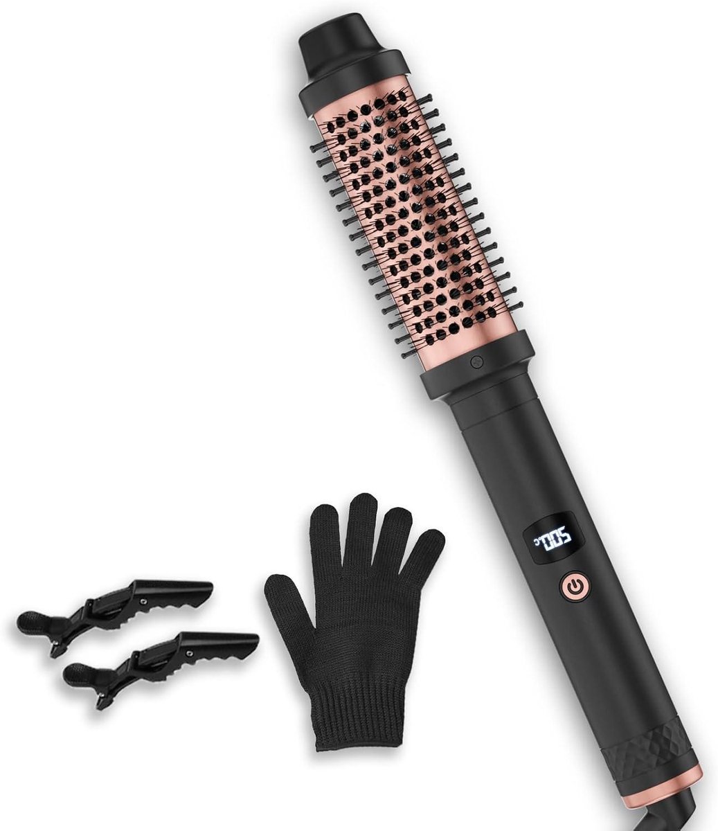 Verwarmde Stylingborstel - Krulborstel Glad - Haar Modelleren - Keramische Ionische Technologie - 38mm Diameter - Zwart