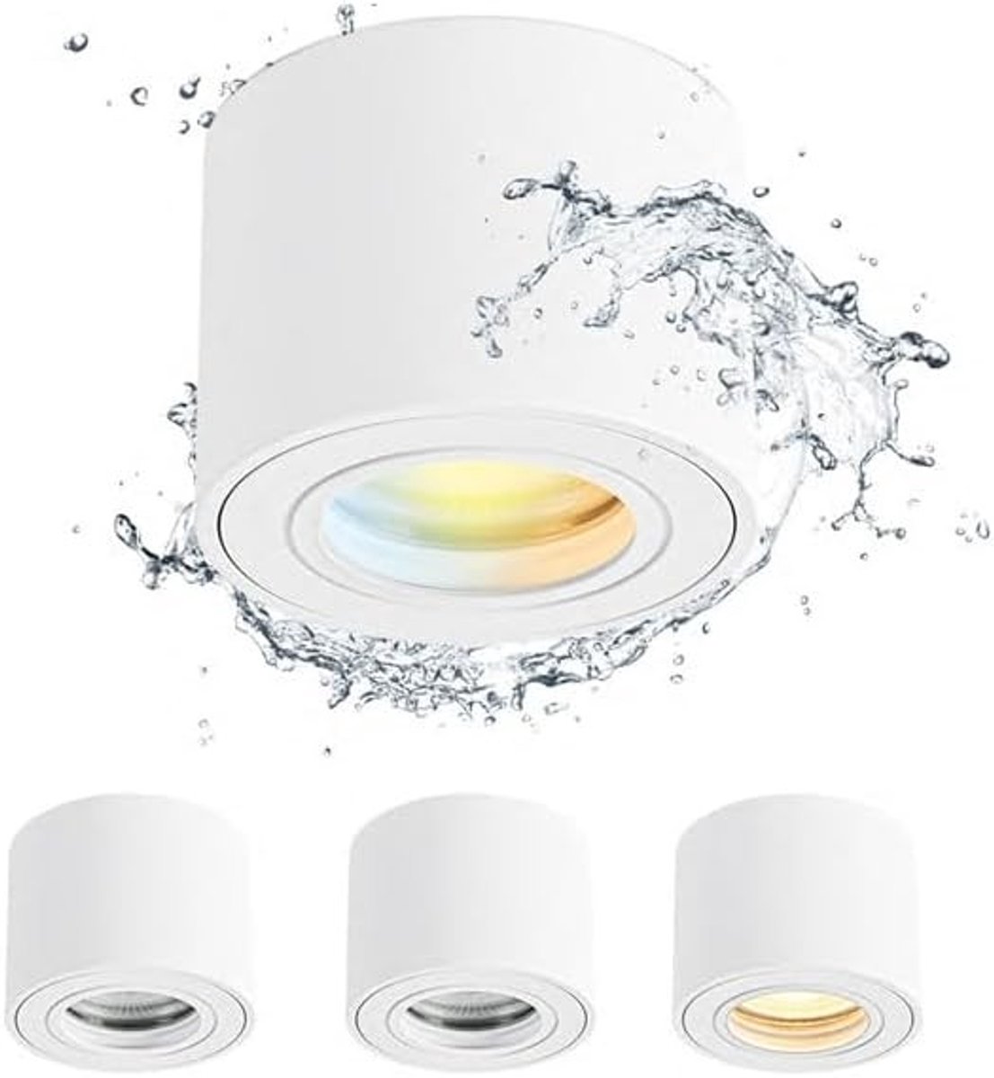 Dimbare Opbouwspot voor Badkamer, Waterdicht en Energiezuinig, LED 5W met 3000K en 4000K/6500K Verlichting, Ideaal voor Sfeervolle Verlichting en Accentverlichting
