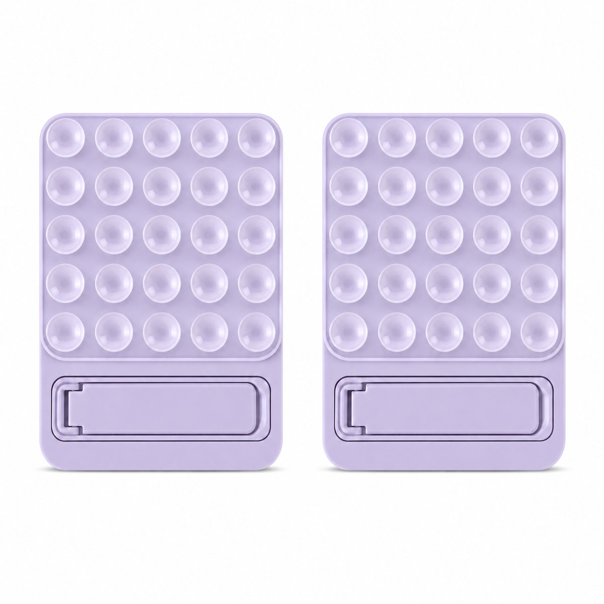 Siliconen Zuignap Sticker met Kickstand voor Telefoon en Hoesje - Paars x2 - Casemania Zelfklevende Telefoonstandaard - Universeel Telefoonhouder Handsfree 2 stuks - Telefoon Grip - TikTok Selfiesticker